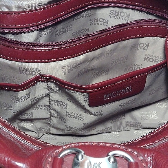 Michael Kors Burgundy Patent Barrel Bag - Picture 12 of 16